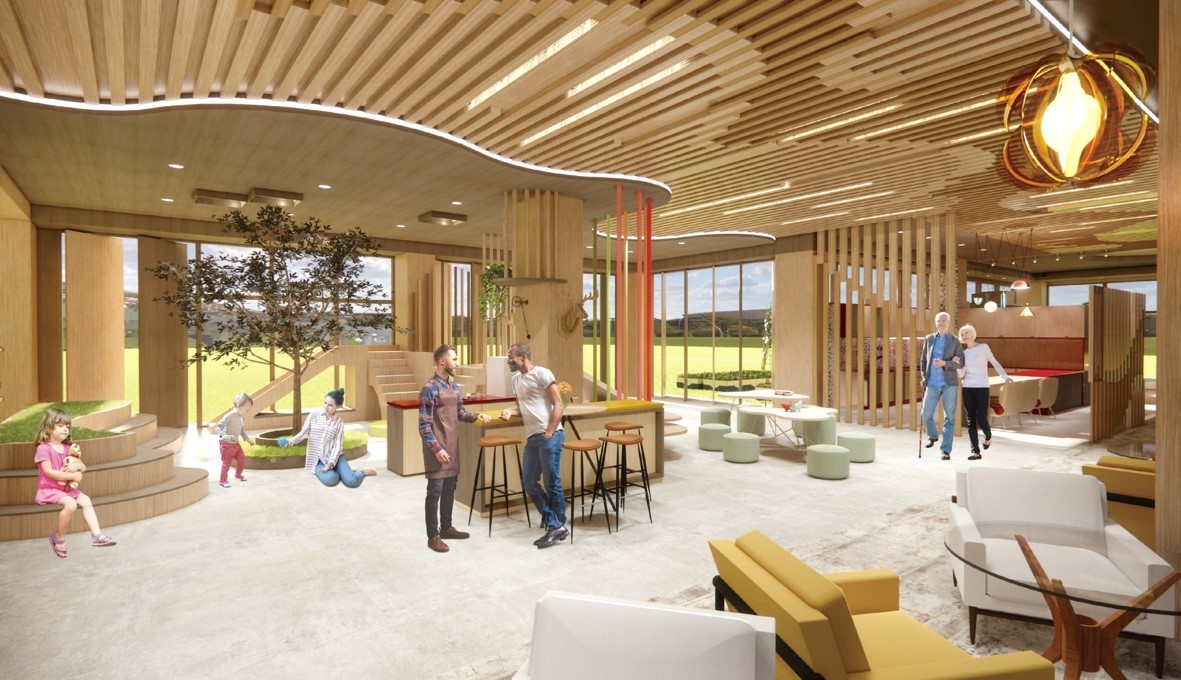 獲榮譽獎的孫如昀同學的「Wooden House. Home」作品,在一樓公共空間中創造出三代的互動空間。