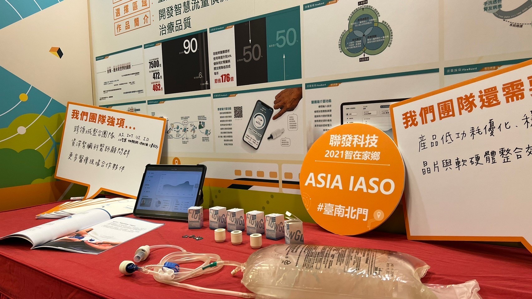 研究團隊「ASIA IASO」,開發「Flow Guard流量護衛─腹膜透析智慧偵測閥」,獲「智在家鄉」數位社會創新競賽潛力獎、人氣獎,獎金10萬元。