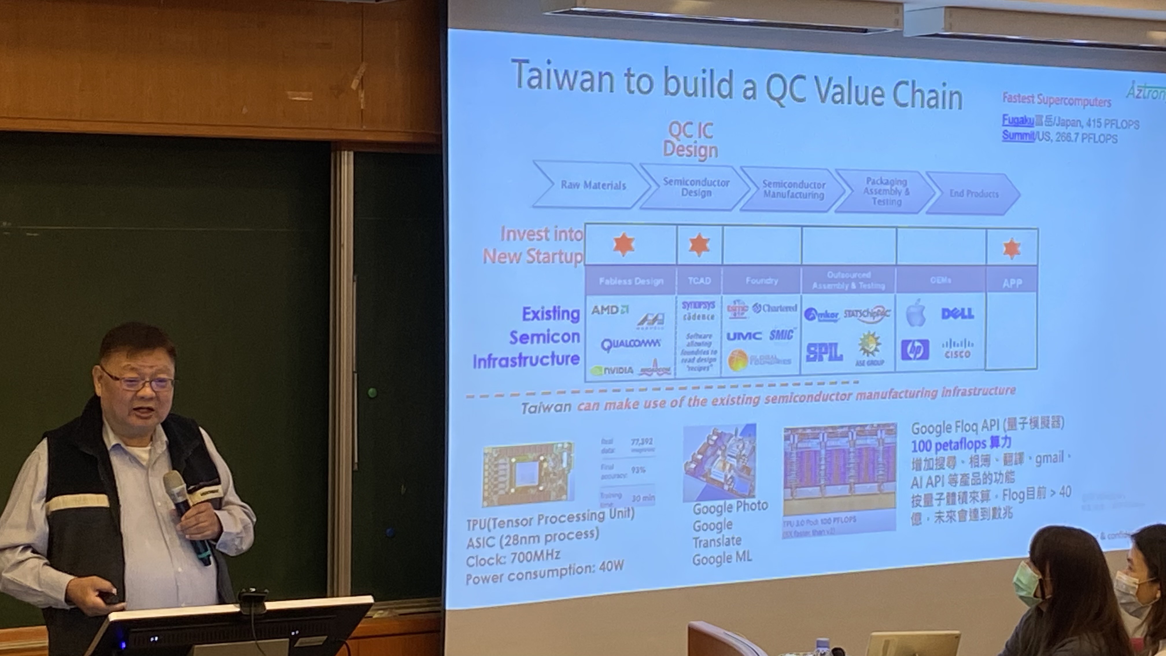 黃光彩博士以豐富的簡報,解說量子電腦。