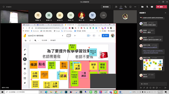 企業講師劉榮祥帶領通識中心教師團隊,實際操作數位白板JAMBROAD