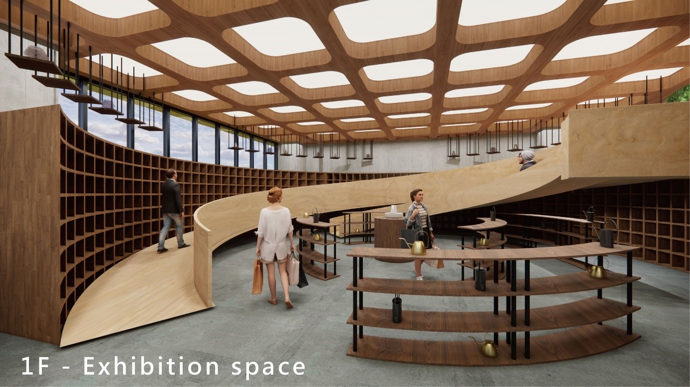 室設系劉彥廷同學「陶冶行旅」(Cultivating Ceramics Design Hotel)設計作品,獲英國倫敦國際創意競賽優勝,圖為作品的一部分